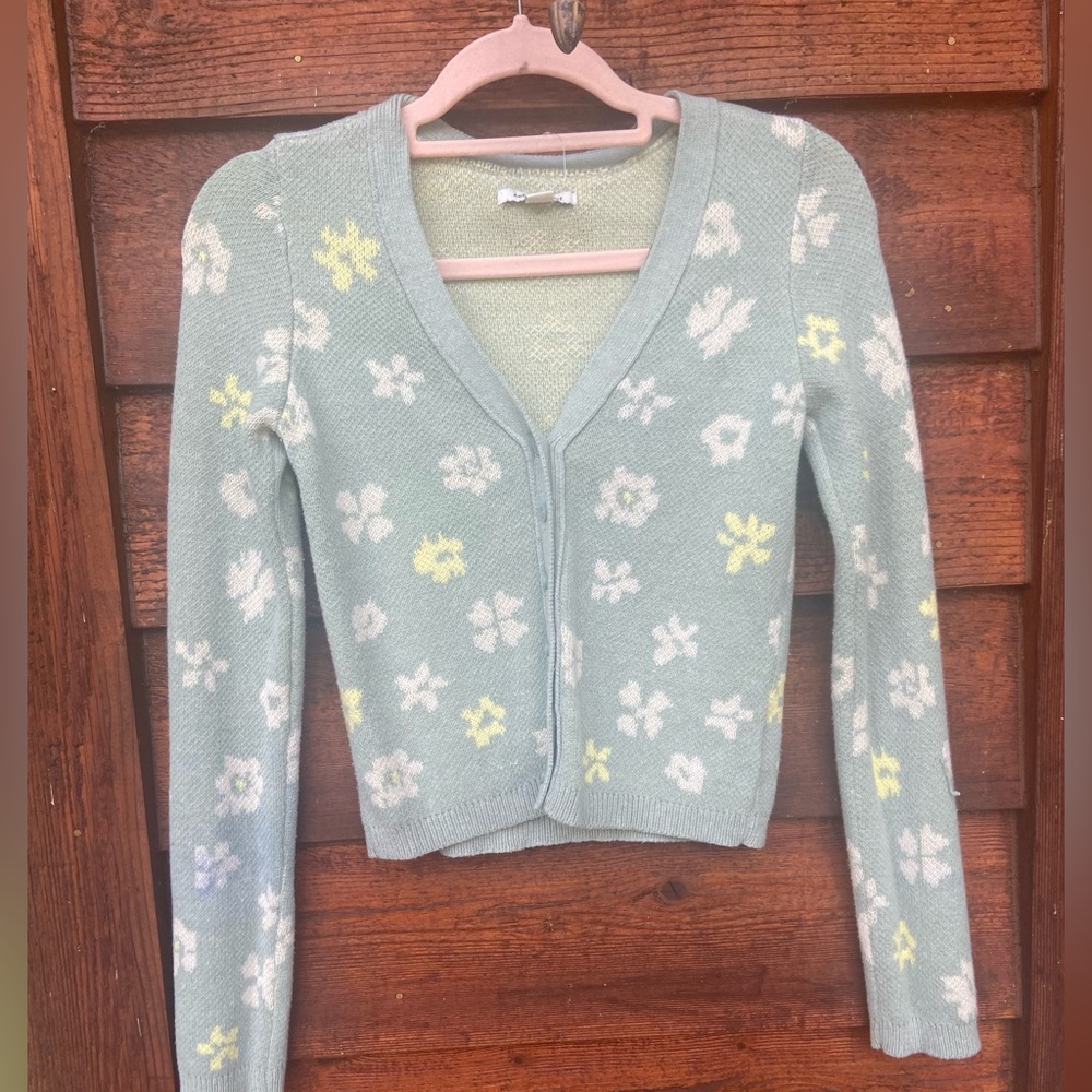 American Eagle floral knit cardigan size small